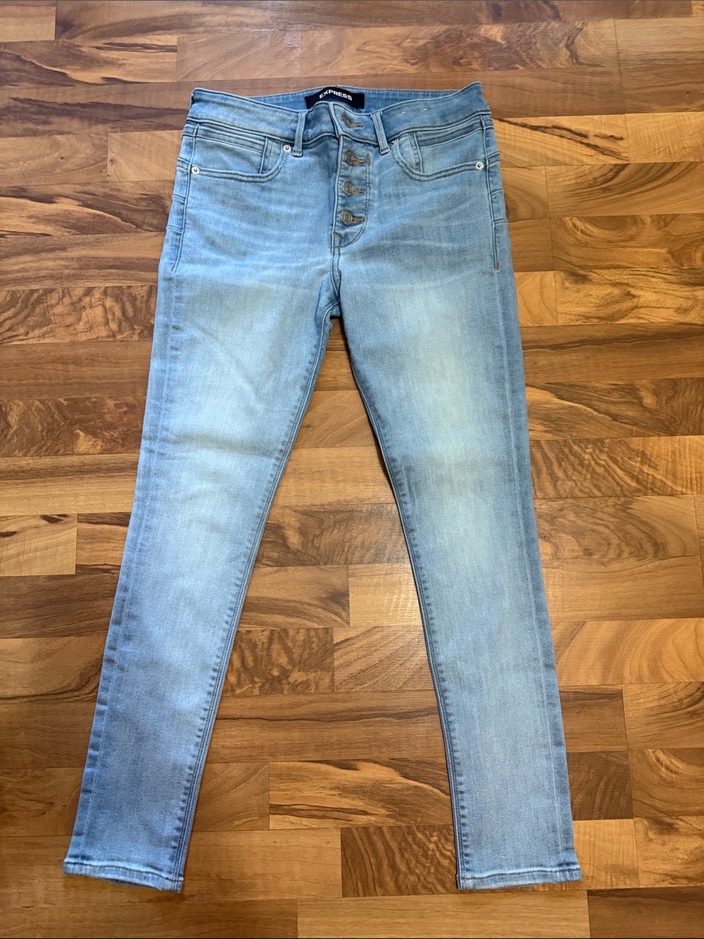 Express Light Blue High-Rise Skinny Jeans - Women's Stretch